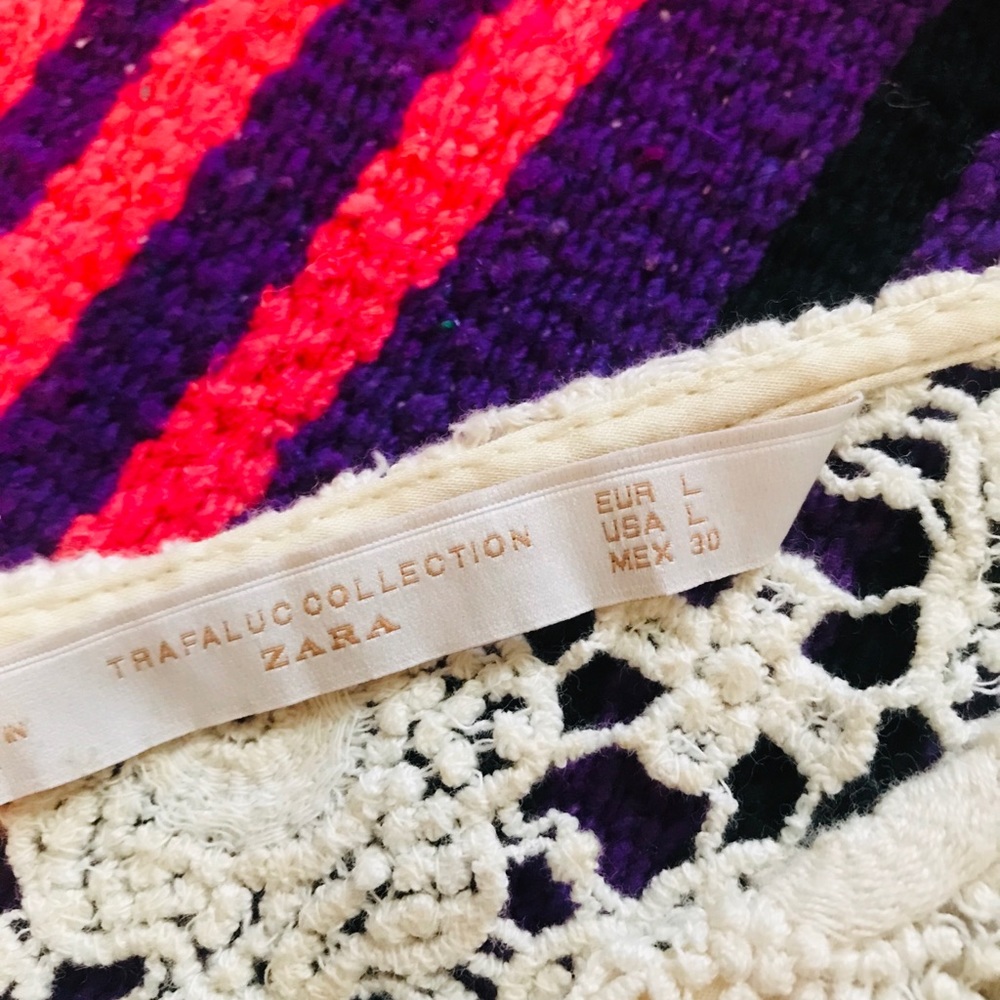 Zara Woven Crocheted Fringe Vest/Top Cream Size L - Picture 6 of 8